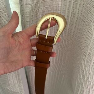 LOFT Cognac Belt with Gold Buckle